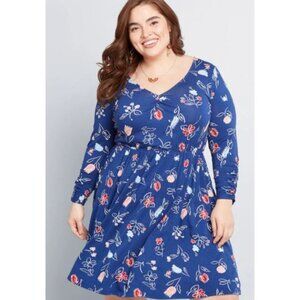 Modcloth Comfortably Curious Long Sleeve Dress‎ 2X